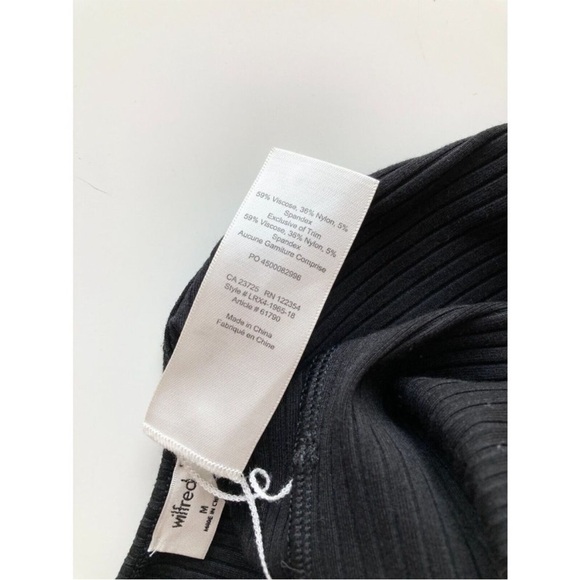 Aritzia WILFRED Annecy Black Ribbed Square Neck Thong Bodysuit, Size M - Picture 4 of 15